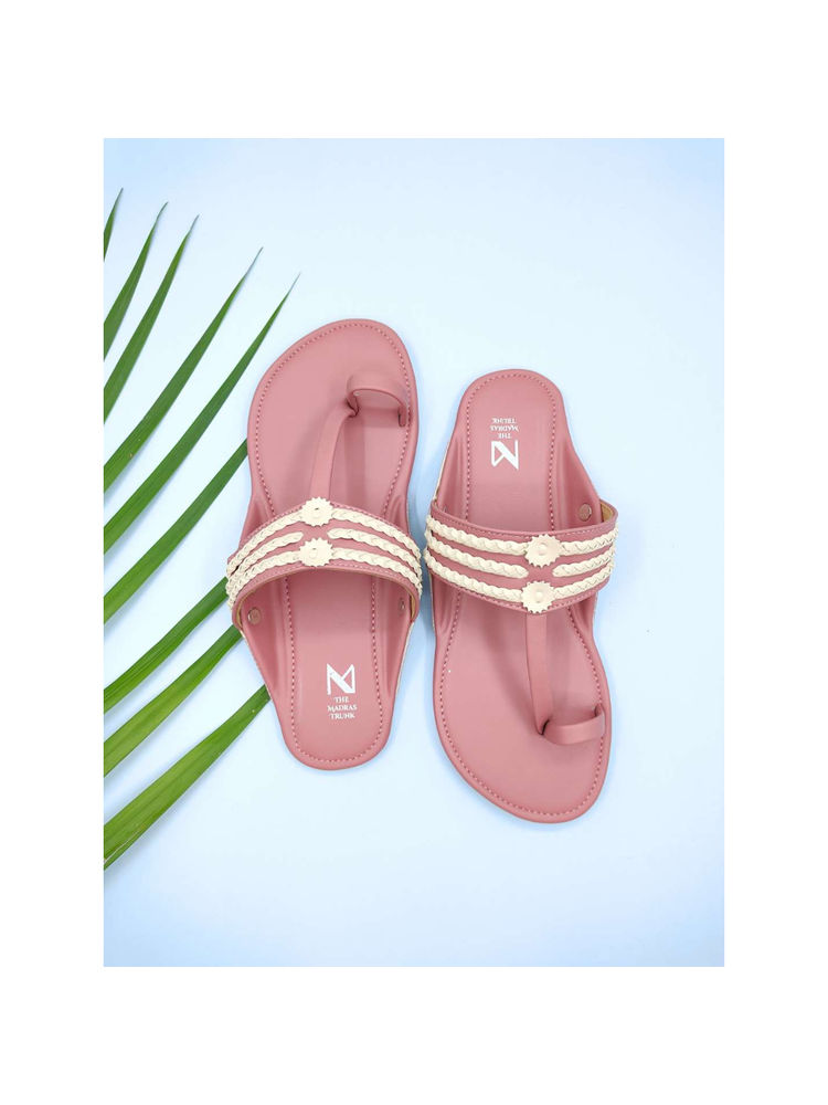 The Madras Trunk Women Haiku Festive Flat Kolhapuri Pink-image-17