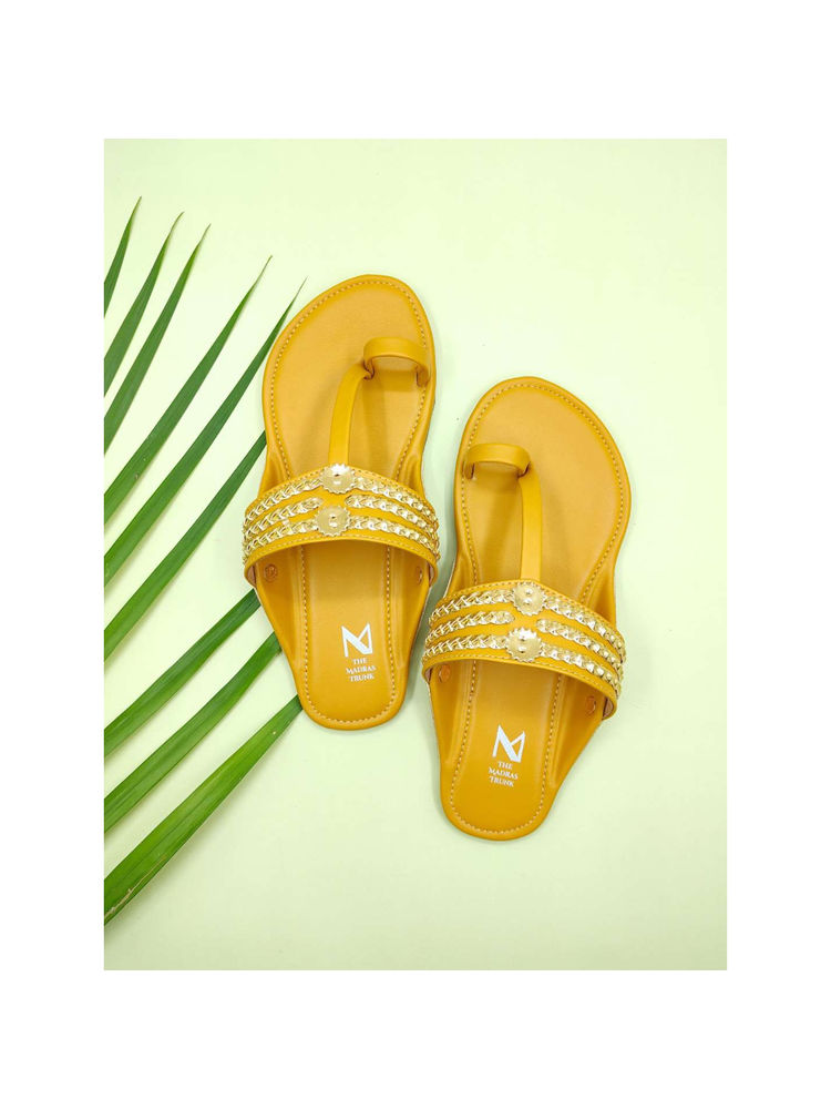 The Madras Trunk Women Haiku Festive Flat Kolhapuri Mustard-picture-34