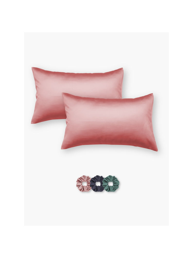 SEEVO Pink Satin Pillow Covers - 17 x 27 Inches (Set of 2) (Free Size)