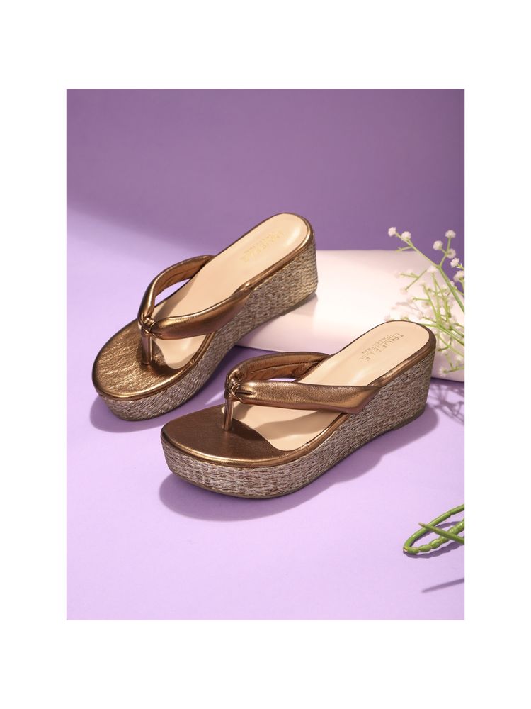 Truffle Collection Bronze Solid Wedges-picture-19