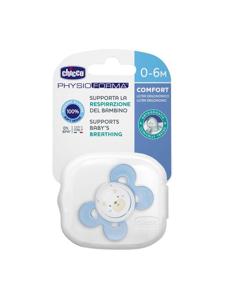 Chicco Physio Comfort Silicone Soother (0-6M) - Blue