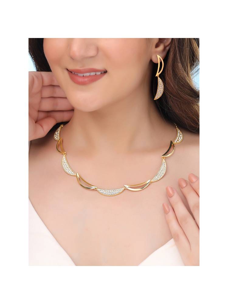 Yellow Chimes White Stone Necklace Set A5 Crystal-picture-20