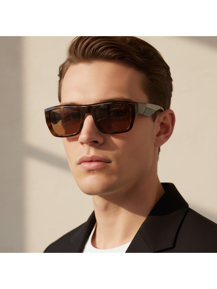 Vintage Unisex Square Brown Lens Sunglasses (55)-image-49