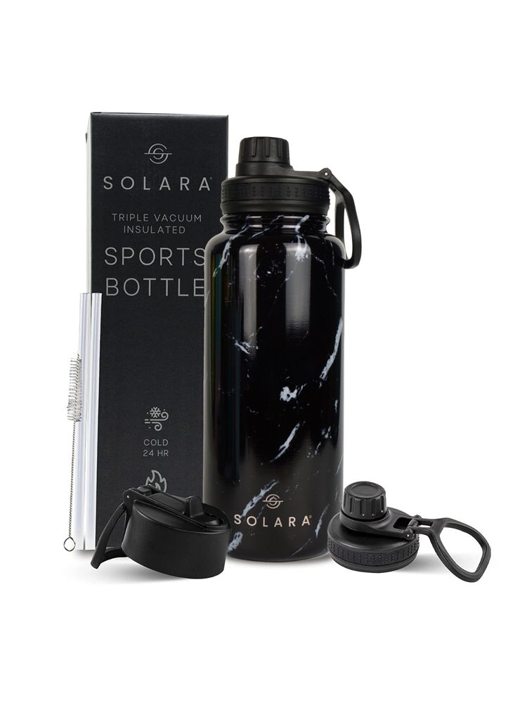 Solara Insulated Water Bottle Black Marble 1000ml-picture-22