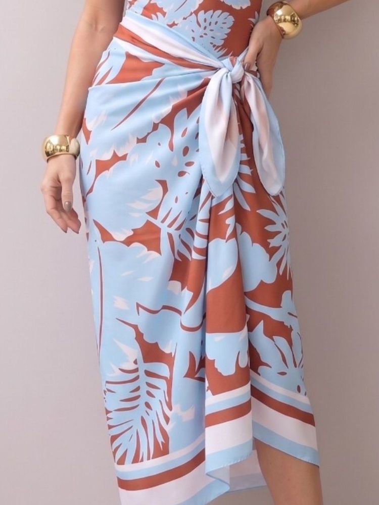 Addery Tropical Monstera Leaf Silk-Blend Beach Sarong-picture-45