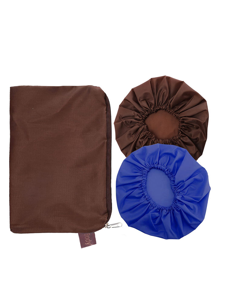 BodyHerbals Reusable Shower Caps For Women & Men 100% Water Proof, Blue And Brown-picture-17