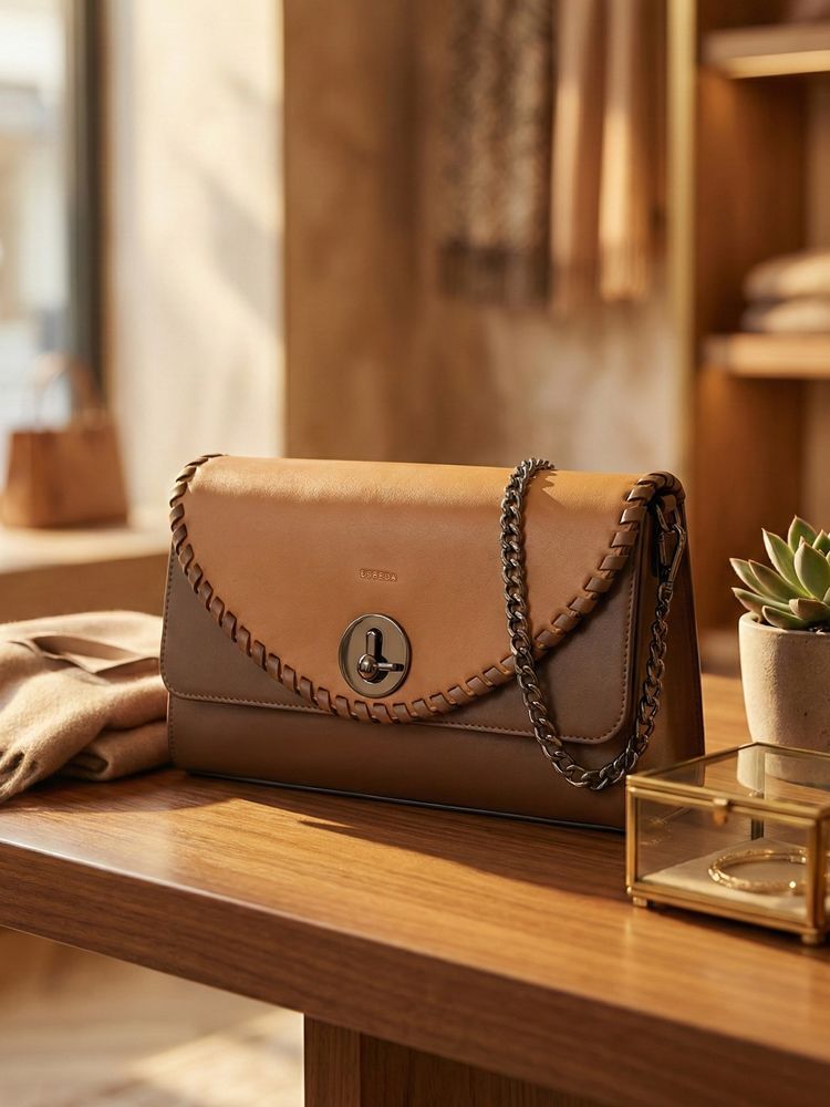 ESBEDA Brown Tan Colour Luna Stitch Flap Sling bag For Women's (Medium)-image-21