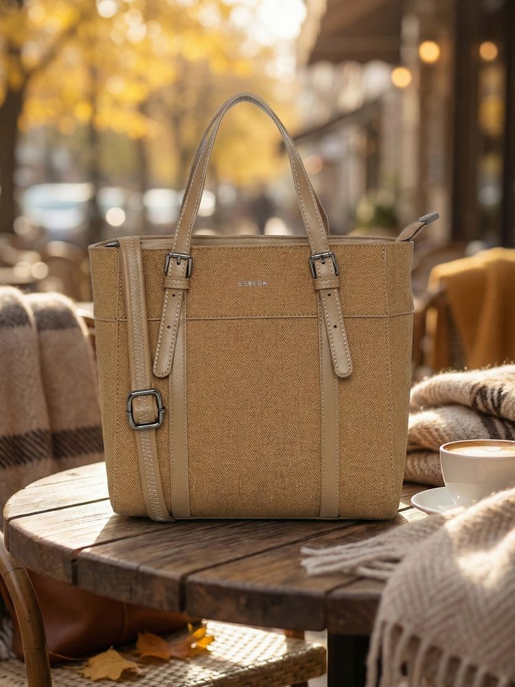 ESBEDA Tan Colour Athena Elegant Handbag with Detachable Strap For Women's (Medium)-image-38