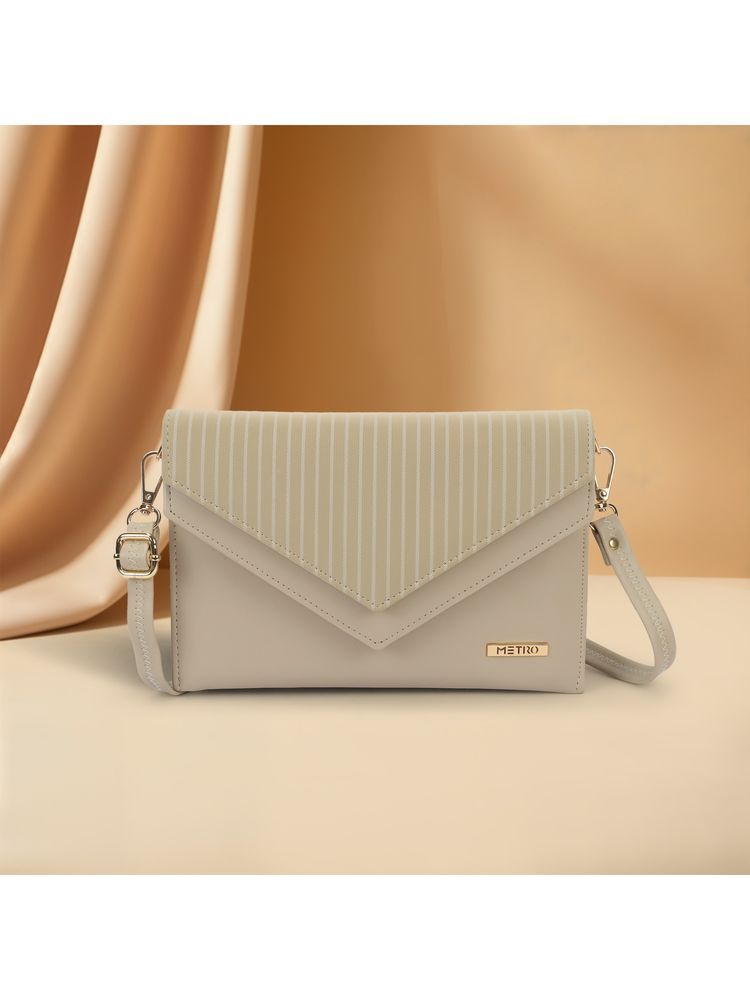Metro Beige Solid/Plain Sling and Cross Bags-picture-26