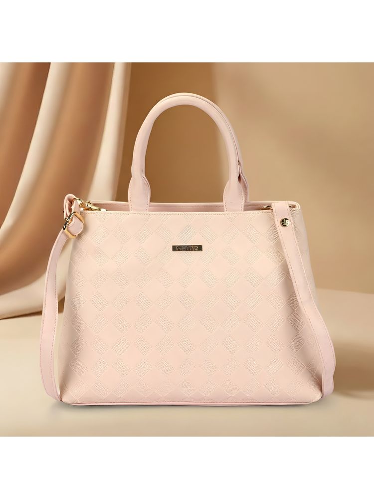Metro Pink Textured Satchel Bag with Detachable Strap-picture-26