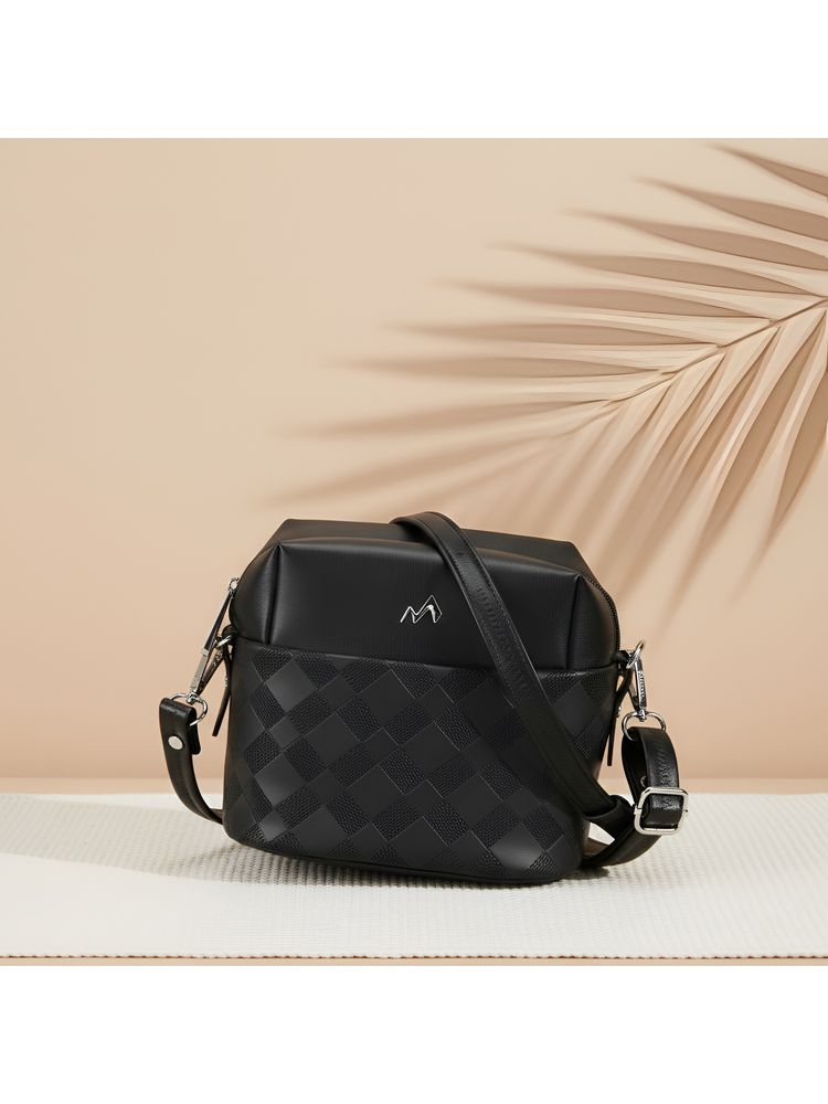 Metro Black Textured Sling Bag-picture-18