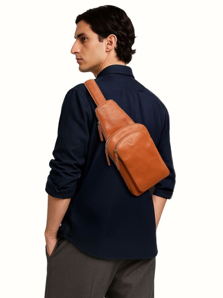Hidesign Jake Genuine Leather Men's Orange Crossbody Bag-picture-23