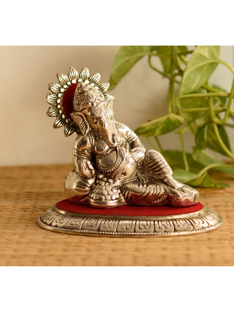 eCraftIndia Blessing Lord Ganesha Idol Sitting with Musand Pillow-image-44