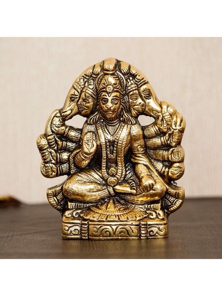 eCraftIndia Golden Metal Panchmukhi Hanuman Ji Murti-picture-24