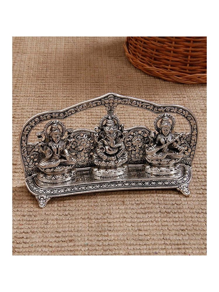 eCraftIndia Silver Lakshmi Ganesh Saraswati Murti Idol-picture-27