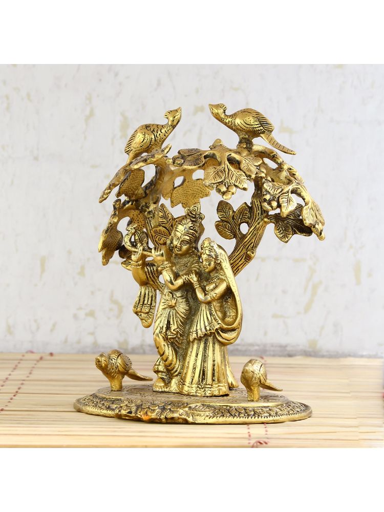 eCraftIndia Golden Radha Krishna Statue Standing Under Tree Showpiece-picture-17