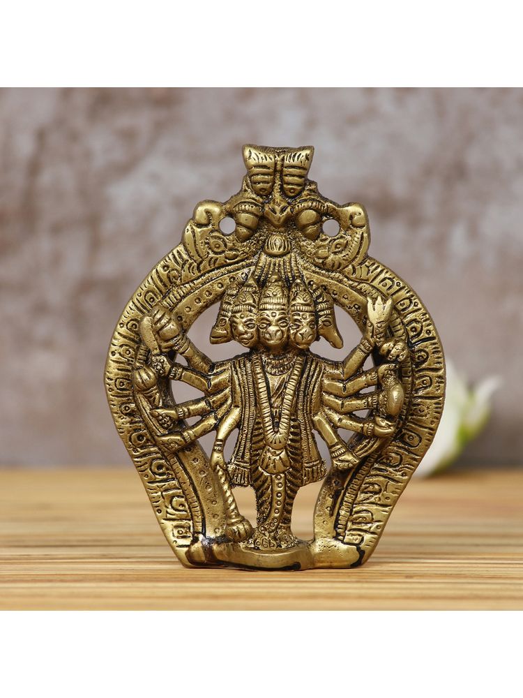 eCraftIndia Golden Brass Panchmukhi Hanuman Ji Statue