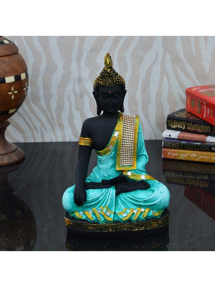 eCraftIndia Green Resin Meditating Buddha Statue | Lord Buddha Statue-image-10