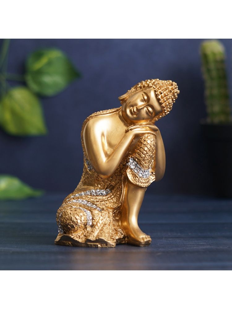 eCraftIndia Golden Resin Resting Buddha Statue | Lord Buddha Idol-image-9