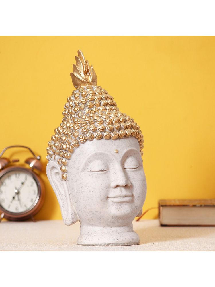 eCraftIndia Golden White Resin Buddha Head Statue | Lord Buddha Idol-picture-13