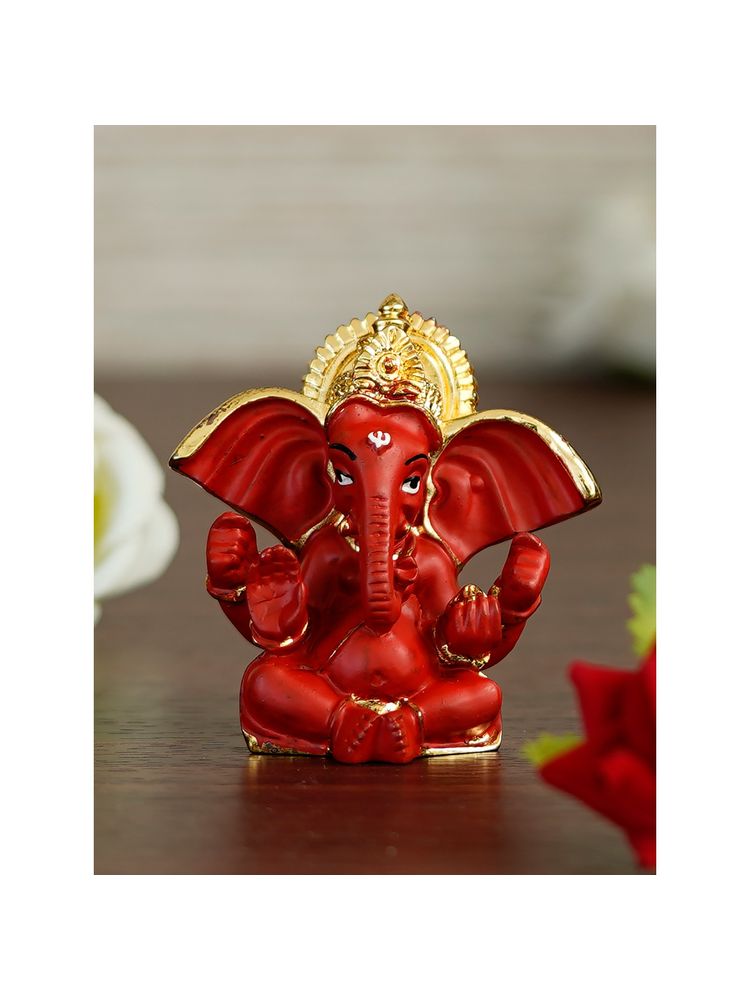 eCraftIndia Golden and Red Polyresin Lord Ganesha Idol-picture-15