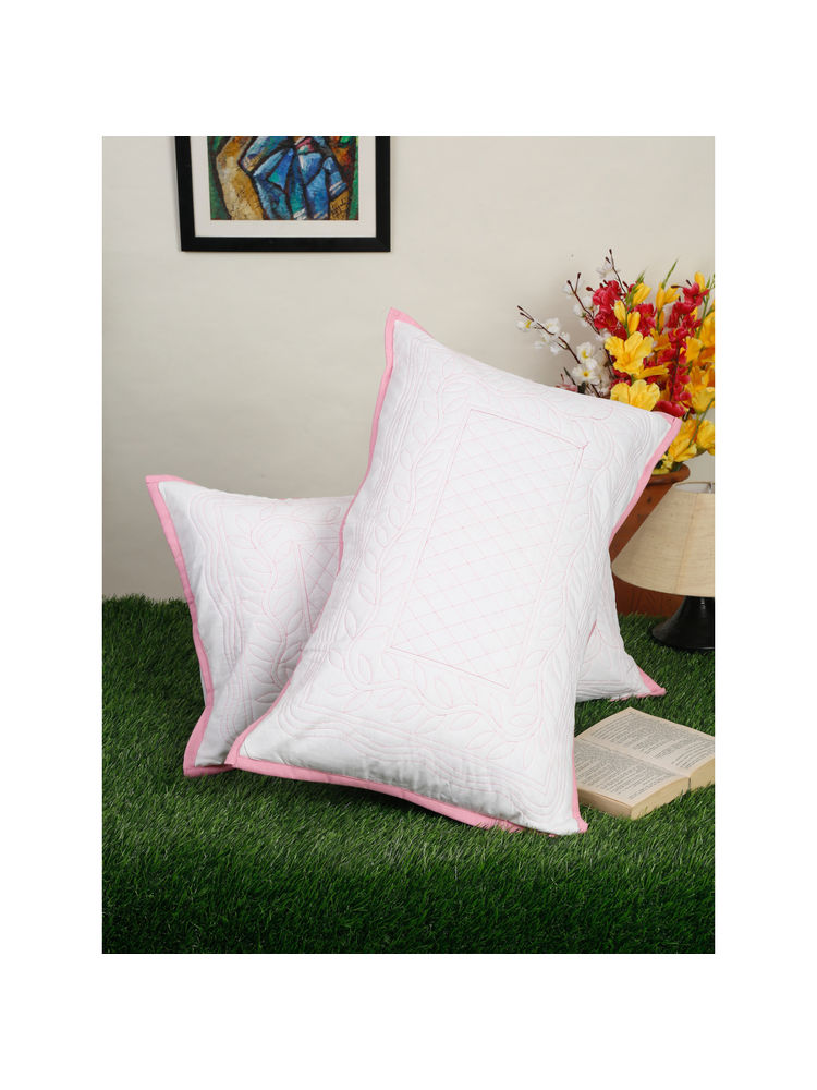 HOSTA HOMES White Floral Pure Cotton Pillow Covers (Pack of 2)-picture-19