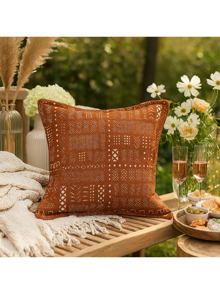 THROW PILLOW Rust Flanged Bold Geometric Print Square Cushion Cover-picture-38