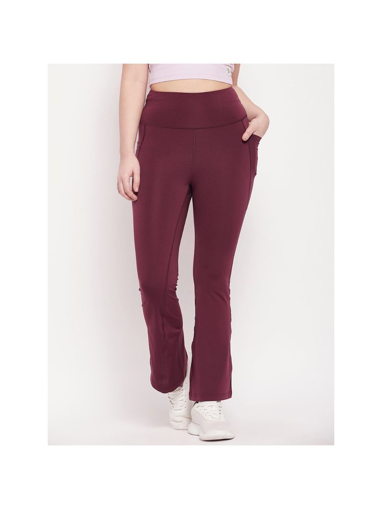 Athlisis Women Maroon Quick Dry Flare Pants-picture-10