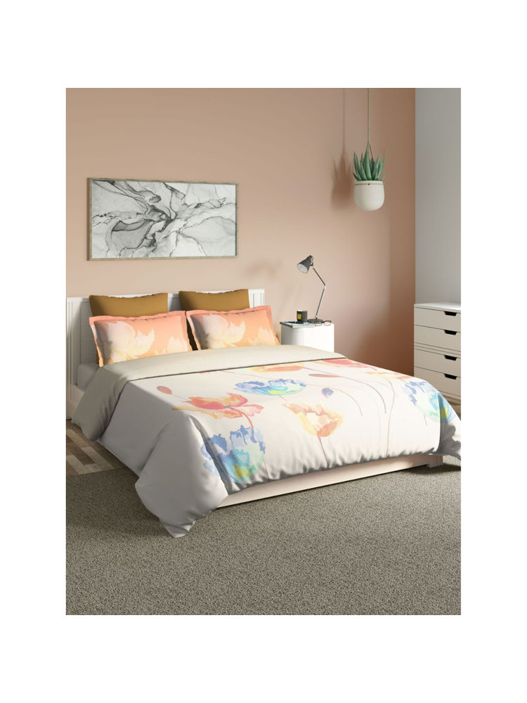 ddecor live beautiful DDecor Live Beautiful, Cotton, 1 Double Bedsheet With 2 Pillow Covers, 144 TC - Orange-picture-12