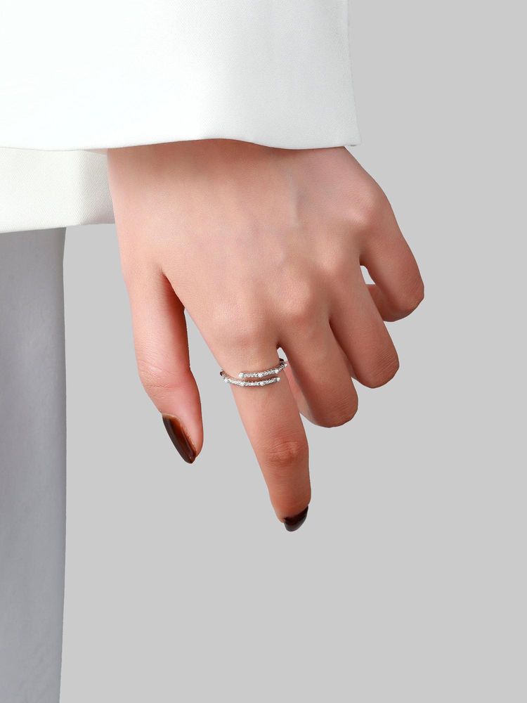 Salty Silver Shiny Sparkle Adjustable Ring-picture-20