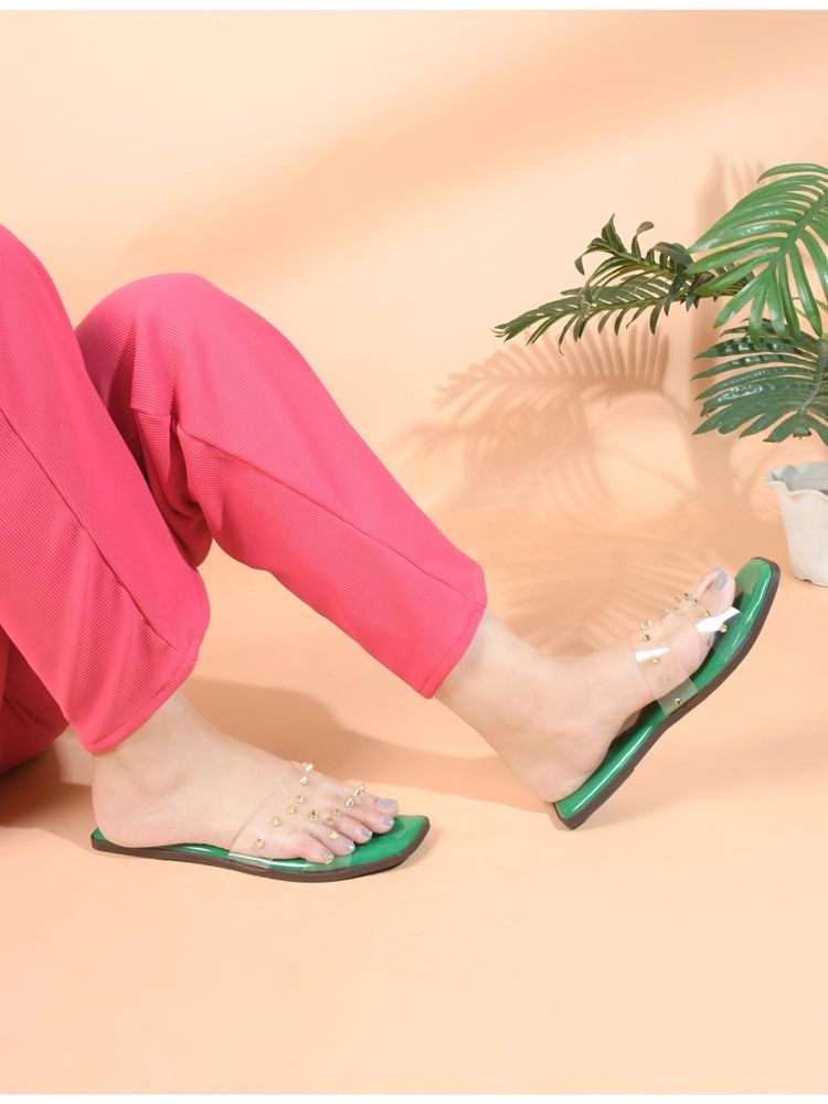 The White Pole Green Fashionable Stylish Comfortable Slip On Casual Flats-picture-22