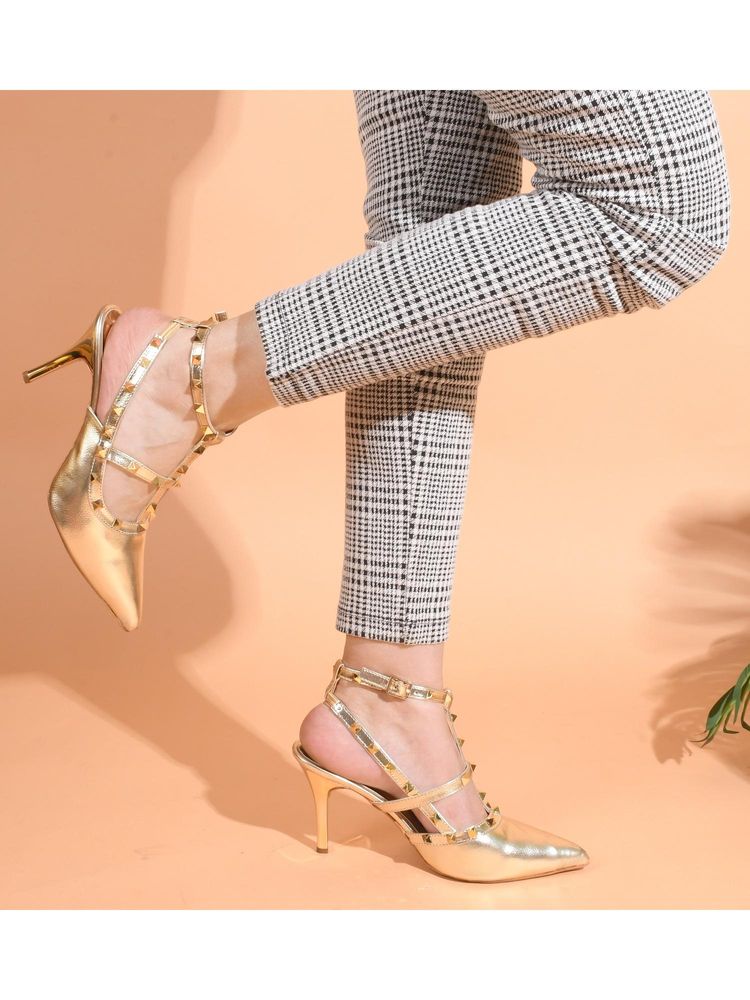 The White Pole Womens Gold Gorgeous Comfortable Ankle Strap Stiletto Heels-picture-25