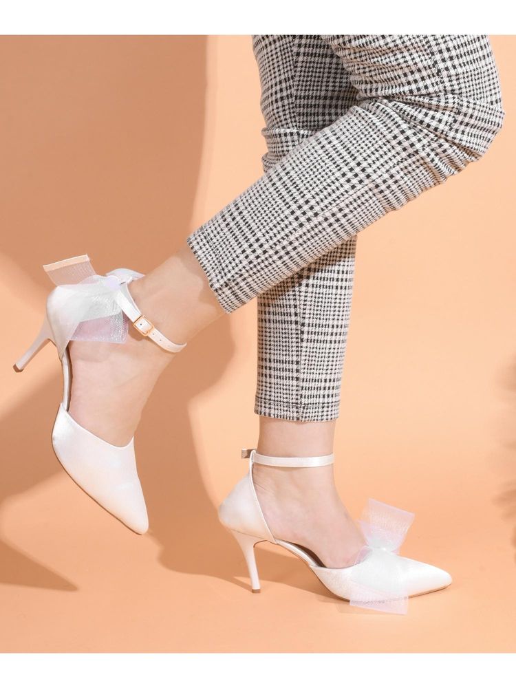 The White Pole Womens White Trendy Attractive Stiletto Pencil Heels-picture-15