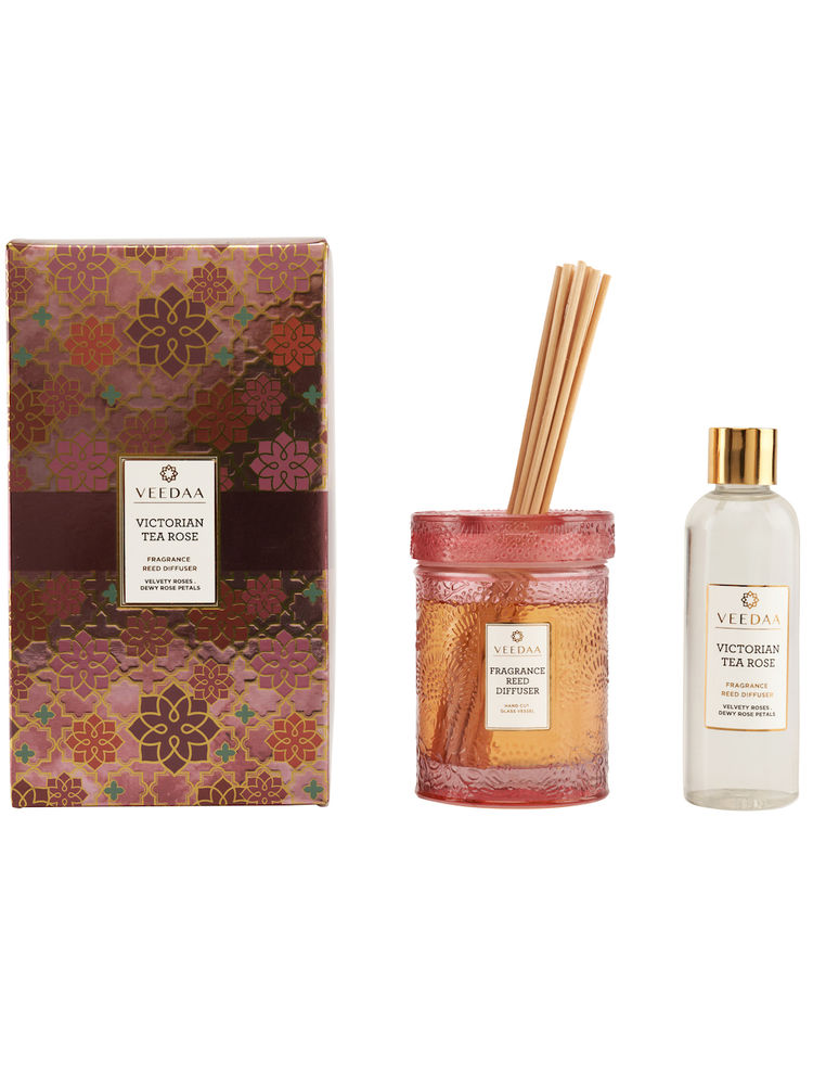 Veedaa Candles Victorian Tea Rose Reed Diffuser Set-image-24