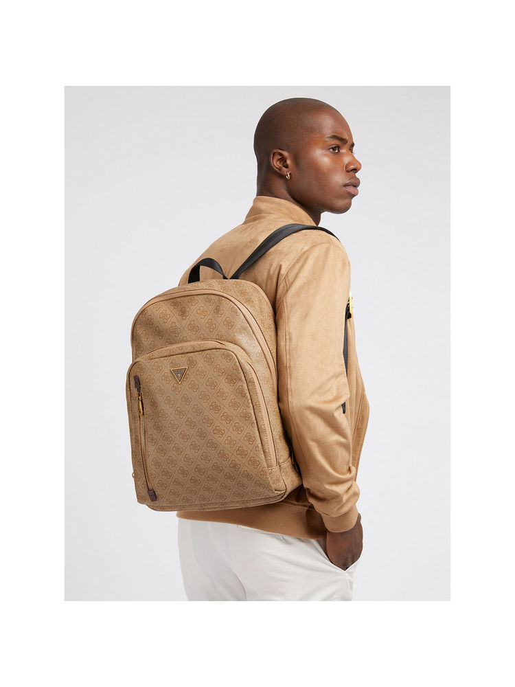 Guess Men Beige Printed PU Backpack-image-6