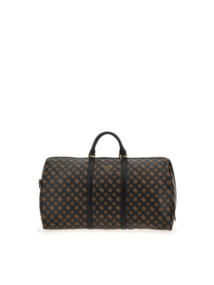 guess fashion Guess Men Navy Blue Printed PU Weekender Duffle Bag with Detachable Strap-picture-38