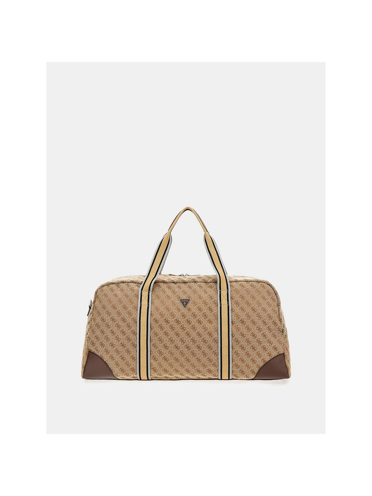 guess fashion Guess Men Beige Printed Polyester Weekender Duffle Bag with Detachable Strap-picture-14