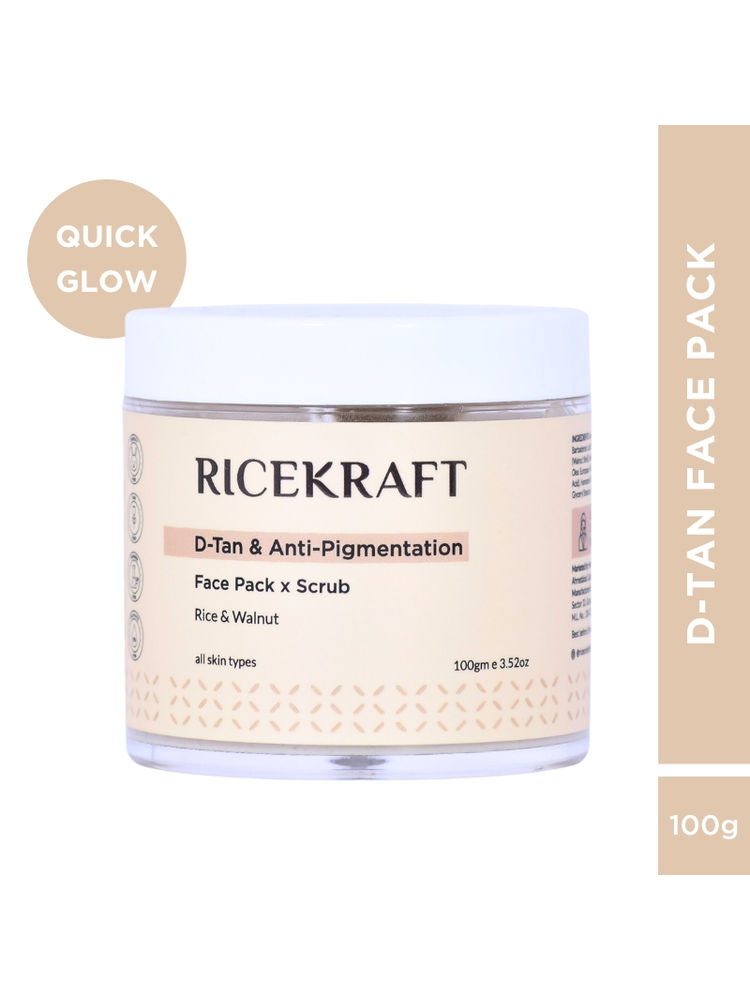 Ricekraft De Tan Face Pack Scrub With Rice, Walnut For Glowing Skin