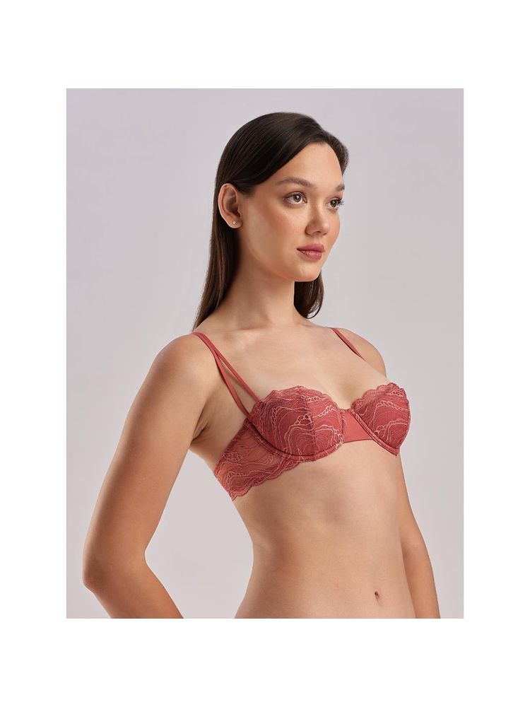 calvin klein fashion Calvin Klein Pink Half Coverage Lightly Padded Non Wired Push Up Bra-picture-23