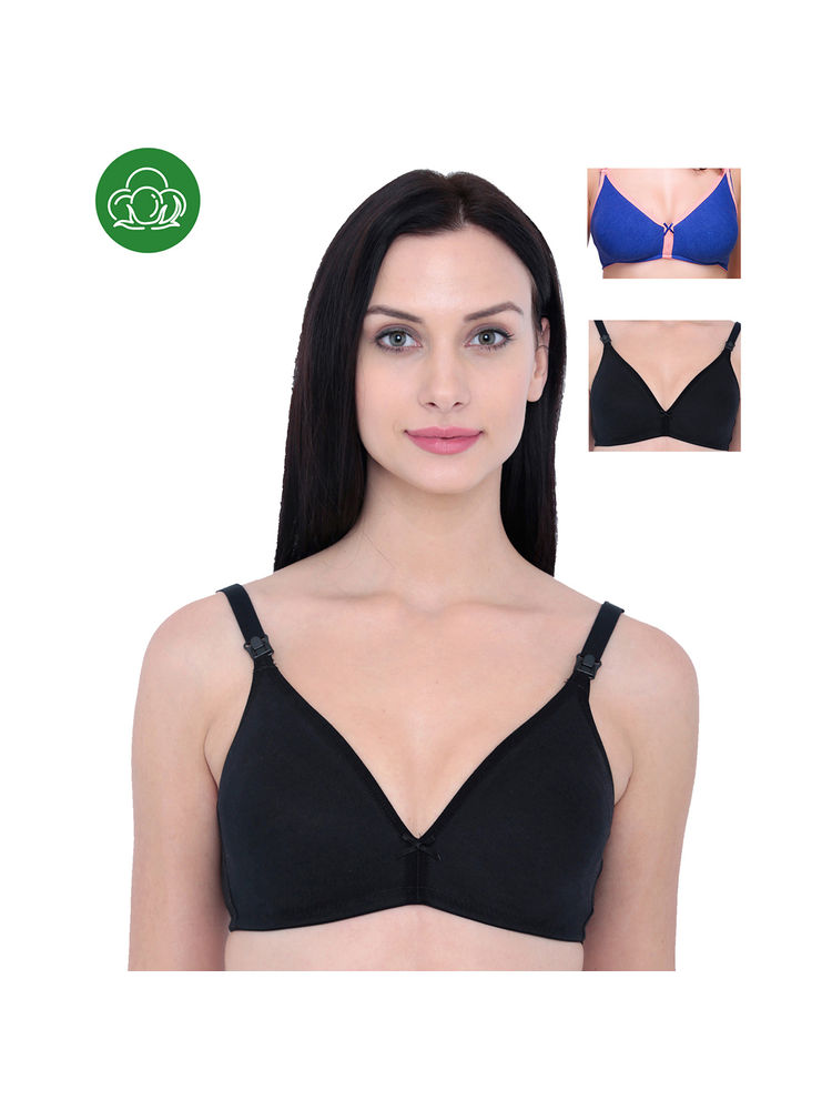 Inner Sense Organic Cotton Antimicrobial Nursing Bra Pack of 3 - Multi-Color-image-38