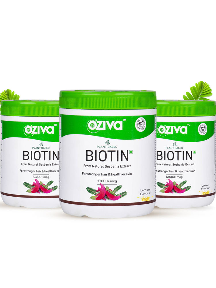 Oziva Plant Based Biotin 10000+ Mcg With Sesbania Agati- Bamboo Shoot & Amla - Lemon Flavor-image-28