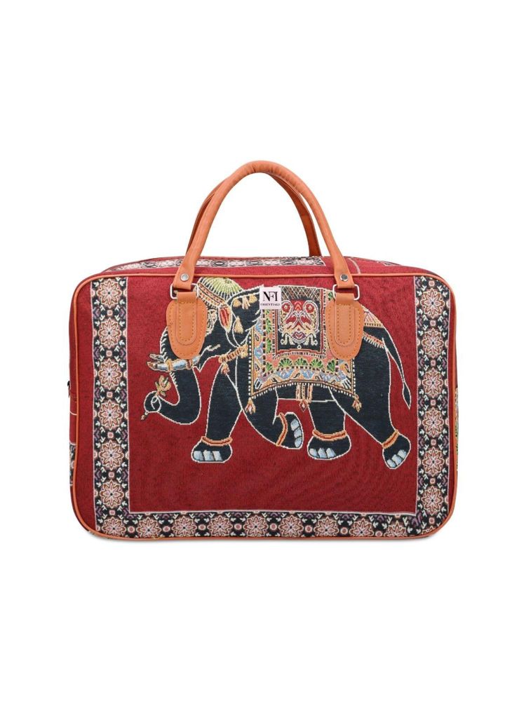 NFI Essentials Small Red Canvas Duffle Travel Bag for Men and Women Red