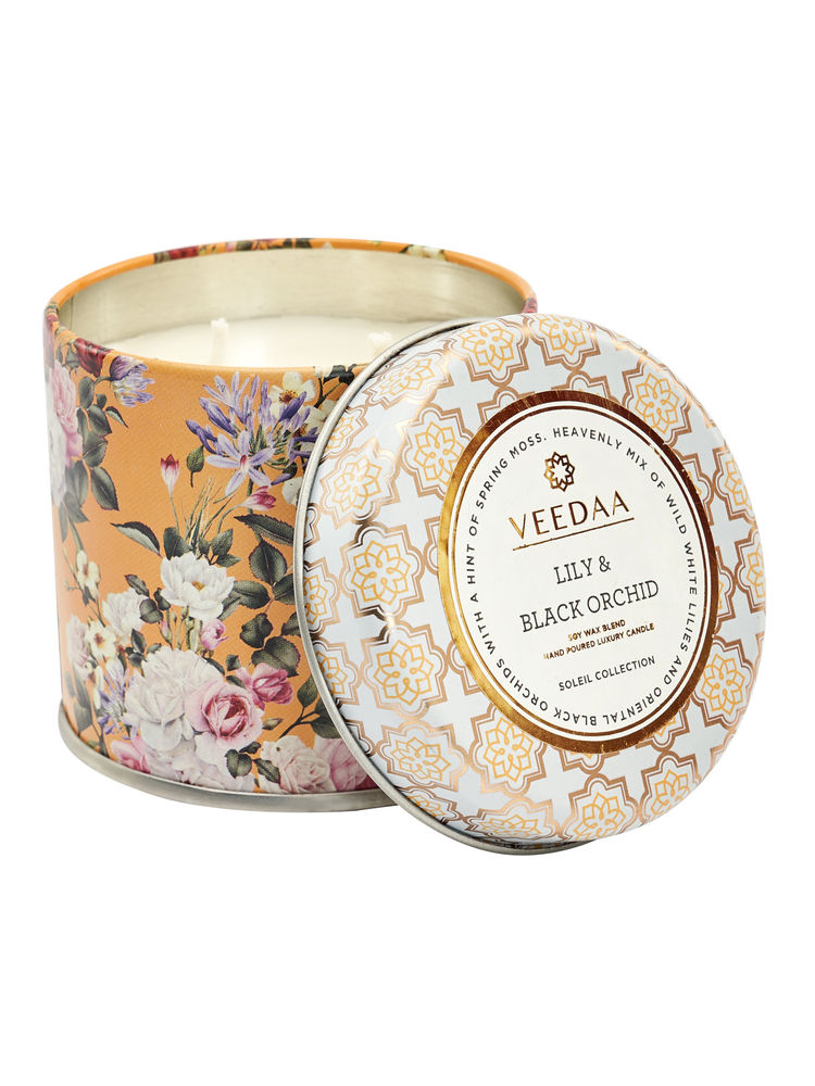Veedaa Lily & Black Orchid Mason Tin Scented Candle