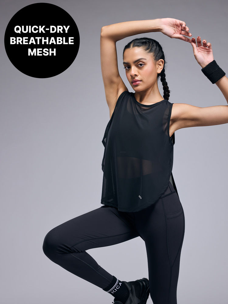 Kica Quick Dry Sporty Mesh Tank Top- KIC001 Black-picture-20