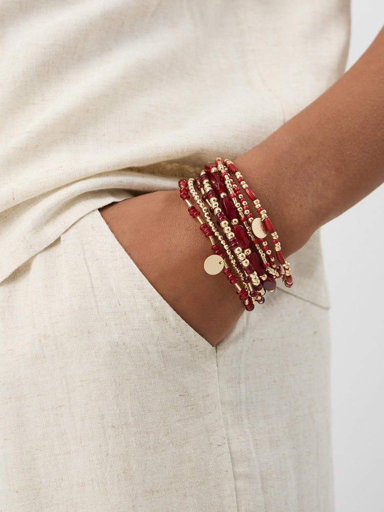 Accessorize London Womens Mix Bead Stretch Bracelets (Pack of 8)-image-43