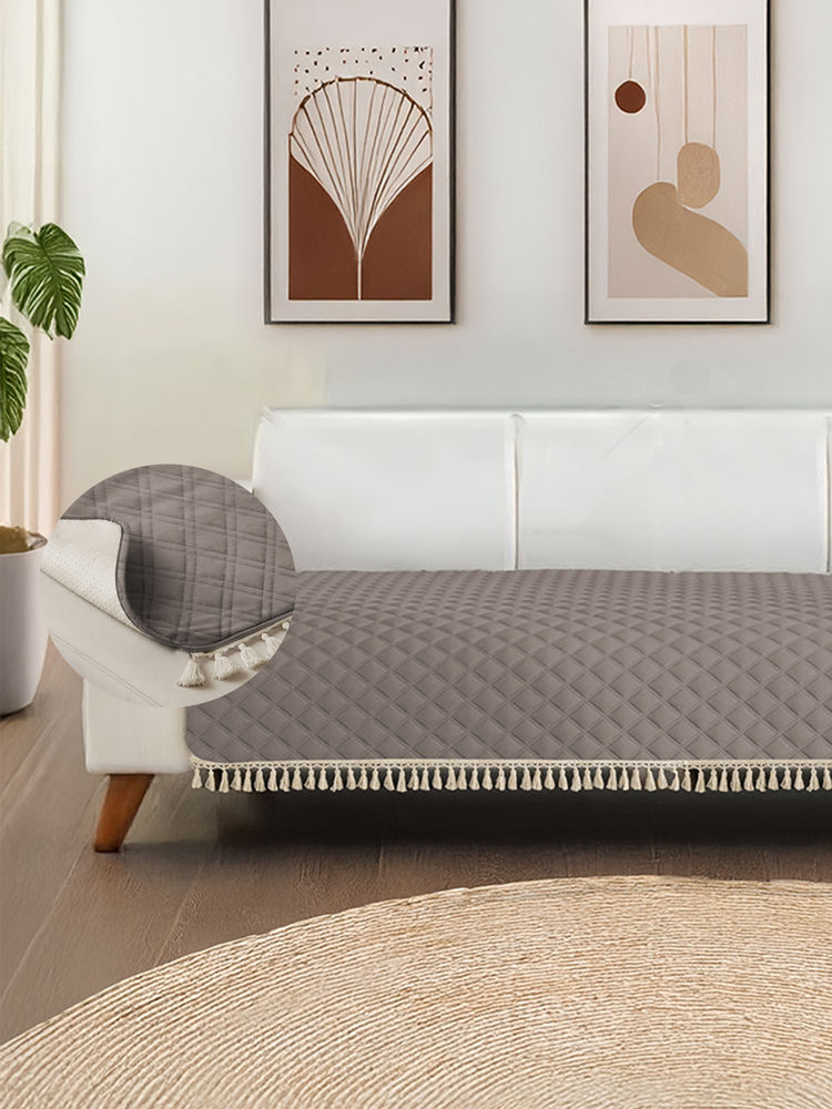 Urban Space Grey Quilted Microfibre Sofa Cover-image-27
