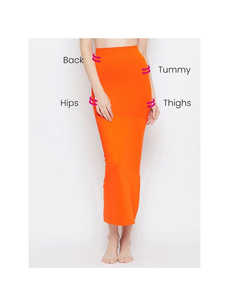 Clovia Saree Shapewear Petticoat with Side Slit in Orange-picture-27