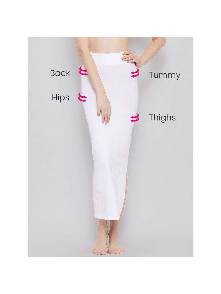 Clovia Saree Shapewear Petticoat with Side Slit in White-image-32