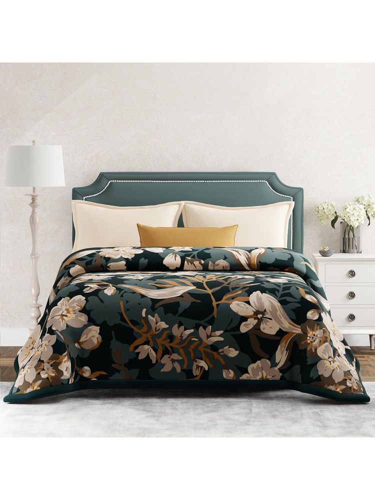 Boutique Living Platinum Pulse Floral Polyester 2 Ply Blanket (Double)-picture-11