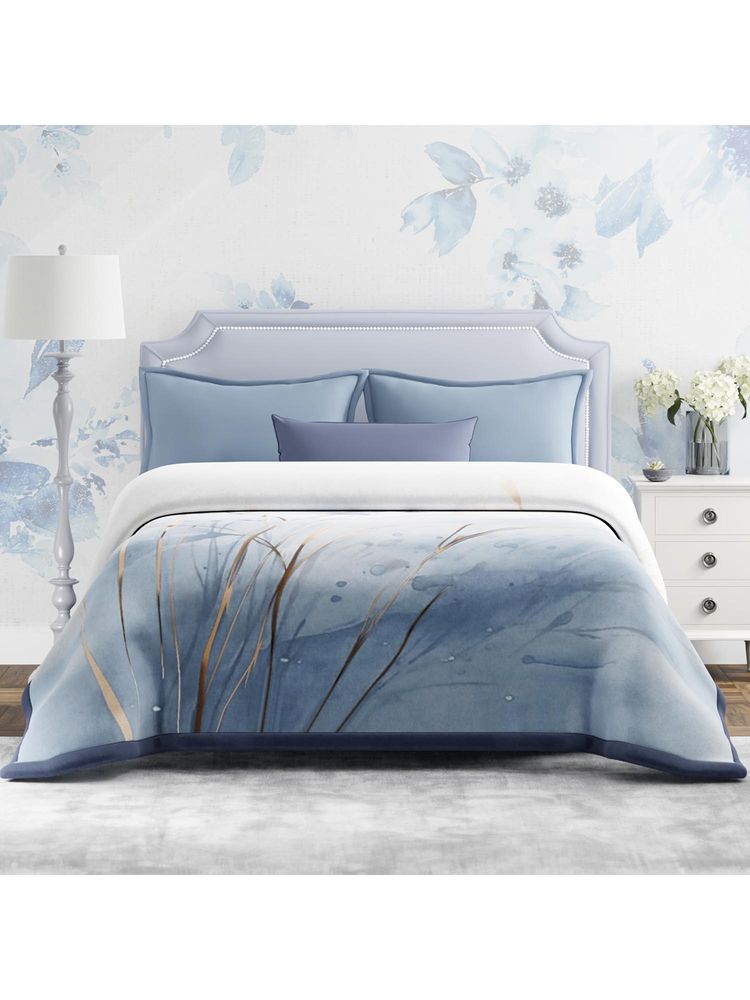 Boutique Living Platinum Pulse Blue Polyester 2 Ply Blanket (Double)-picture-18